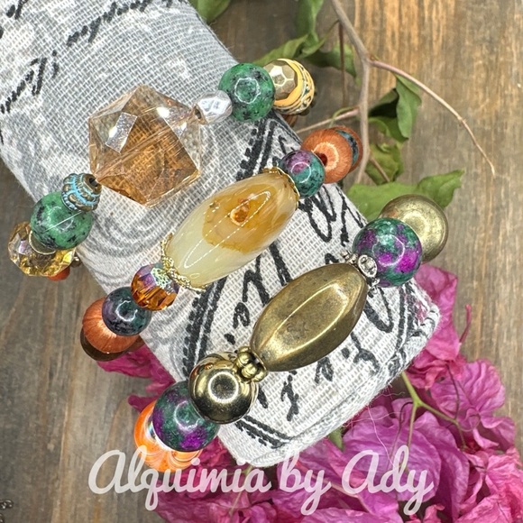 Zoisite colorf chunky beaded bracelet - Picture 2 of 2